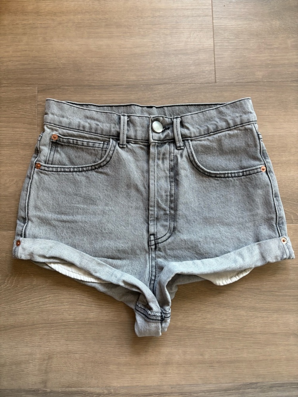 Raey High-Rise Micro Denim Gray Shorts- size 24